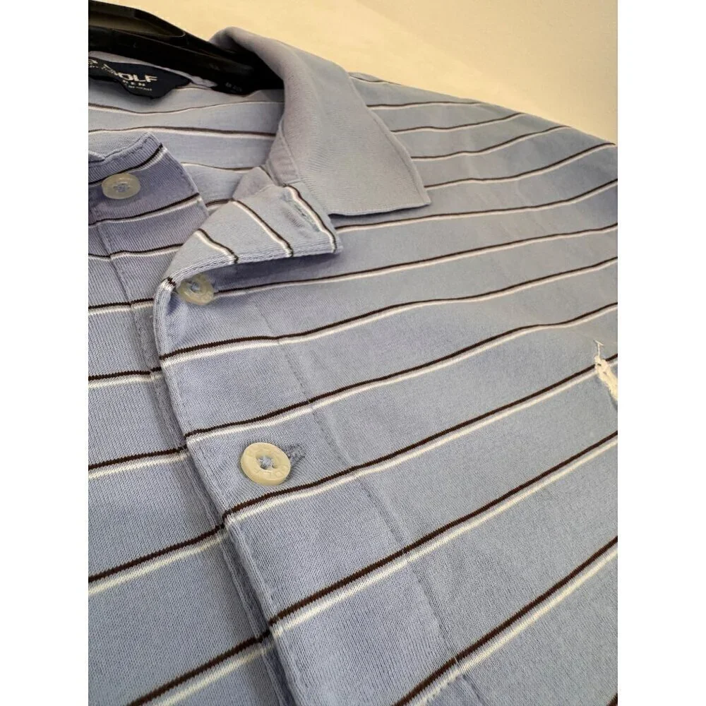 Polo Golf Ralph Lauren Men's Size XL Classic Fit Striped Light Blue Polo Shirt